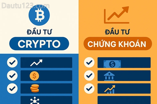 So sánh giữa đầu tư crypto và chứng khoán